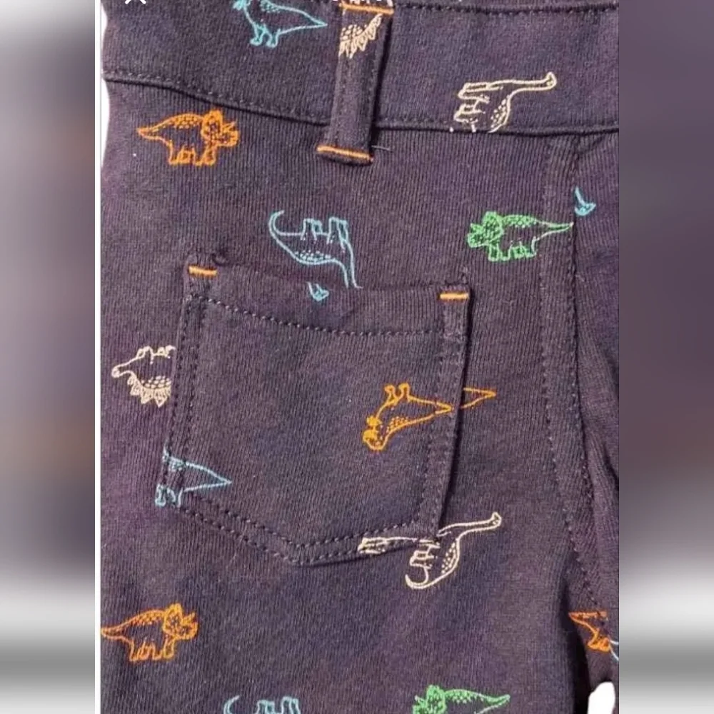 NWT Navy Dinosaur Print Overall Short Set ~sz 6 Mos